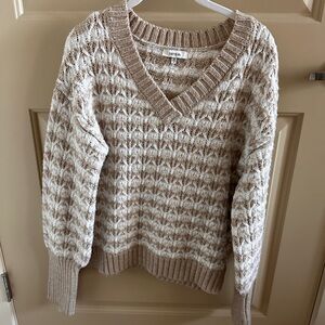 Kensie Beige V-Neck Sweater